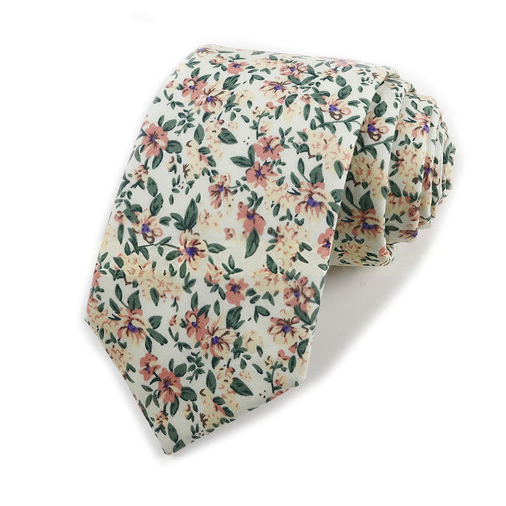 Cravate élégante vintage en coton imprimé floral pour homme - Style n° 16 - image 16