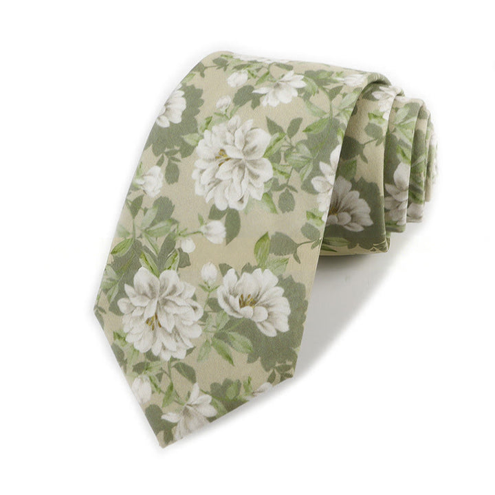 Cravate élégante vintage en coton imprimé floral pour homme - Style n° 12 - image 12