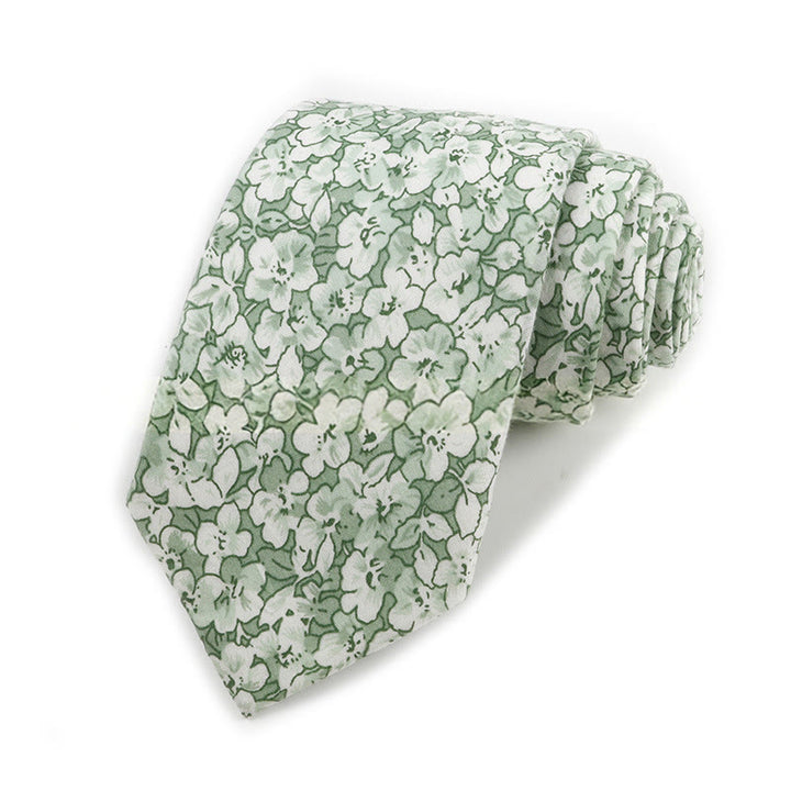 Cravate élégante vintage en coton imprimé floral pour homme - Style n° 13 - image 13