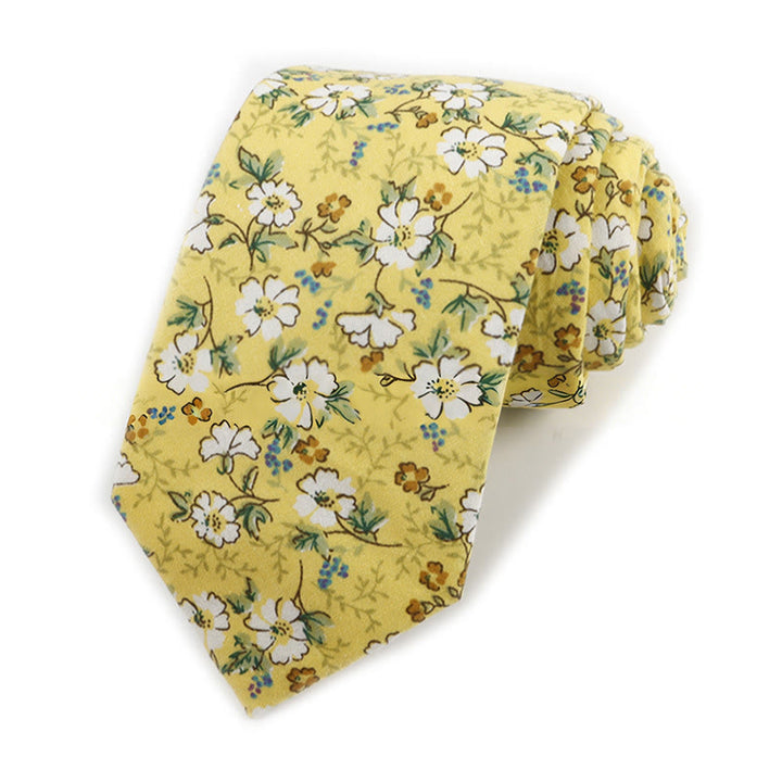 Cravate élégante vintage en coton imprimé floral pour homme - Style n° 17 - image 17
