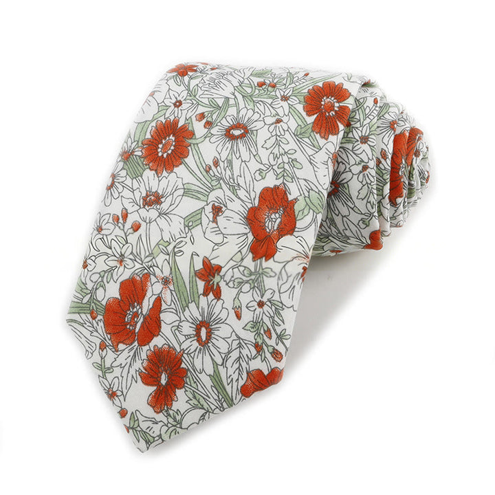 Cravate élégante vintage en coton imprimé floral pour homme - Style n° 11 - image 11