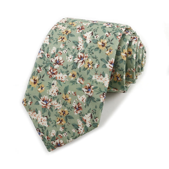Cravate élégante vintage en coton imprimé floral pour homme - Style n° 1 - image 0