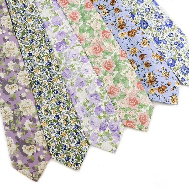 Cravate élégante vintage en coton imprimé floral pour homme - image 1