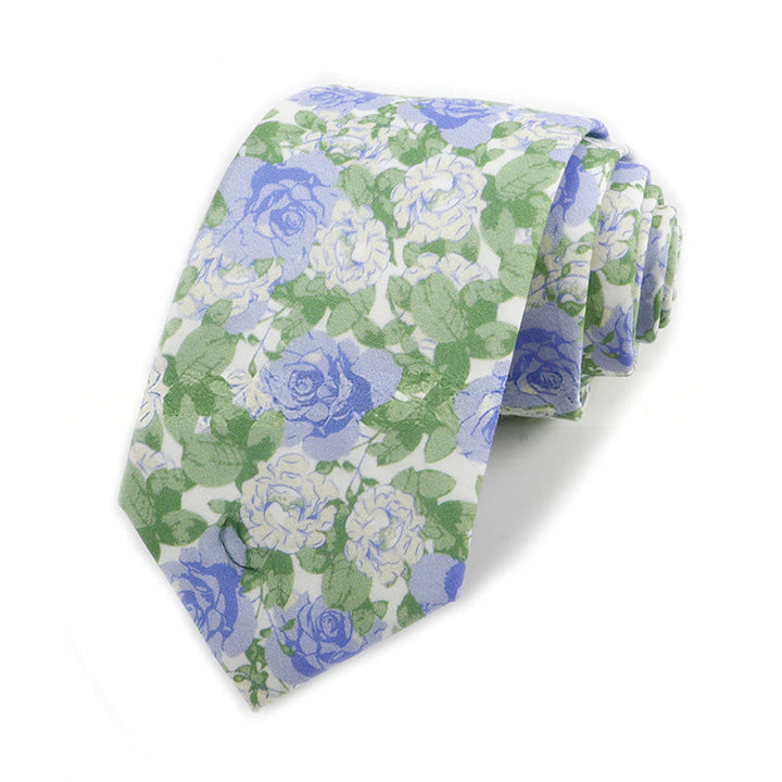 Cravate élégante vintage en coton imprimé floral pour homme - Style n° 5 - image 5