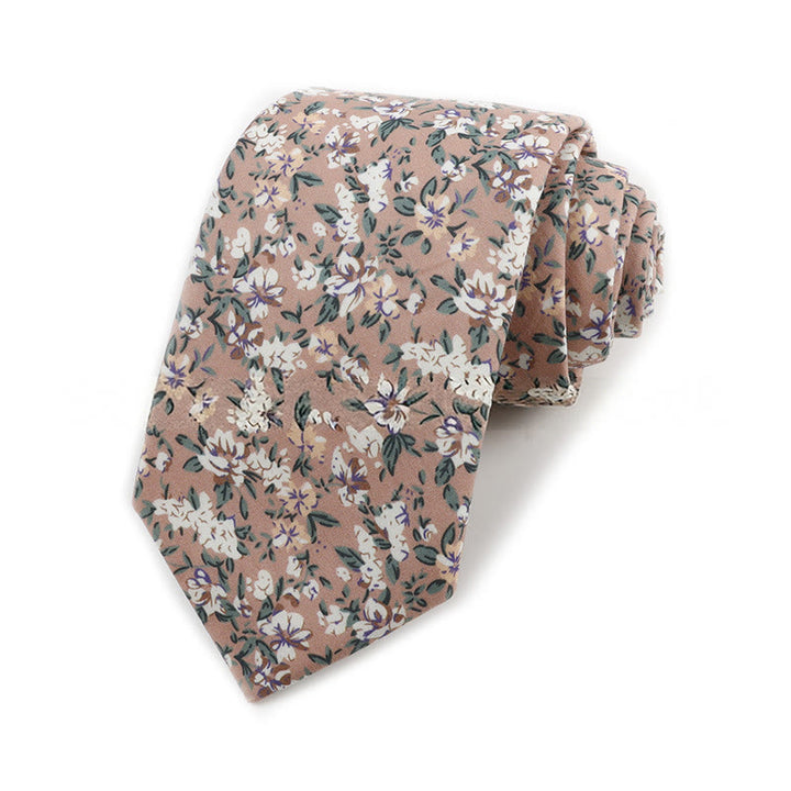 Cravate élégante vintage en coton imprimé floral pour homme - Style n° 7 - image 7
