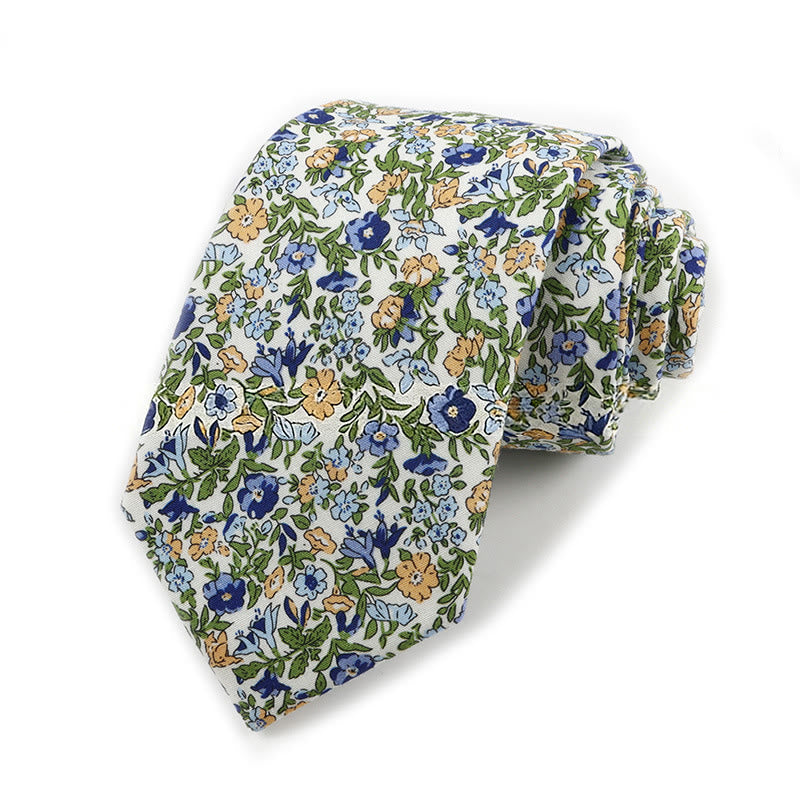 Cravate élégante vintage en coton imprimé floral pour homme - Style n° 3 - image 3
