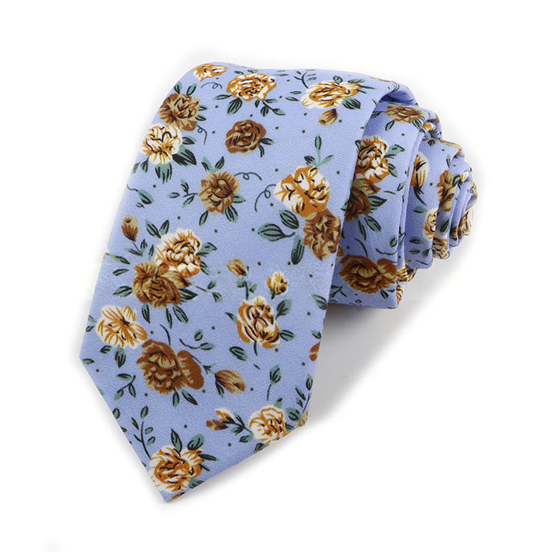 Cravate élégante vintage en coton imprimé floral pour homme - Style n° 8 - image 8