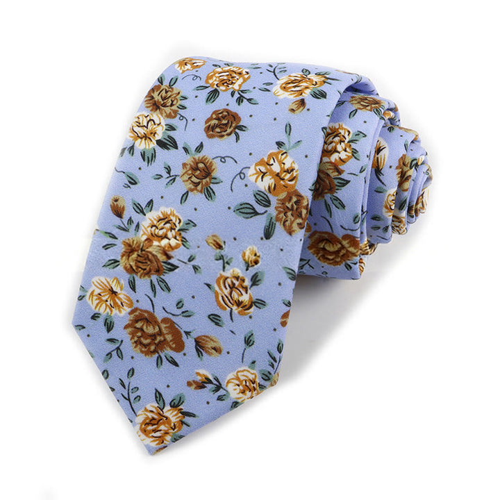 Cravate élégante vintage en coton imprimé floral pour homme - Style n° 8 - image 8