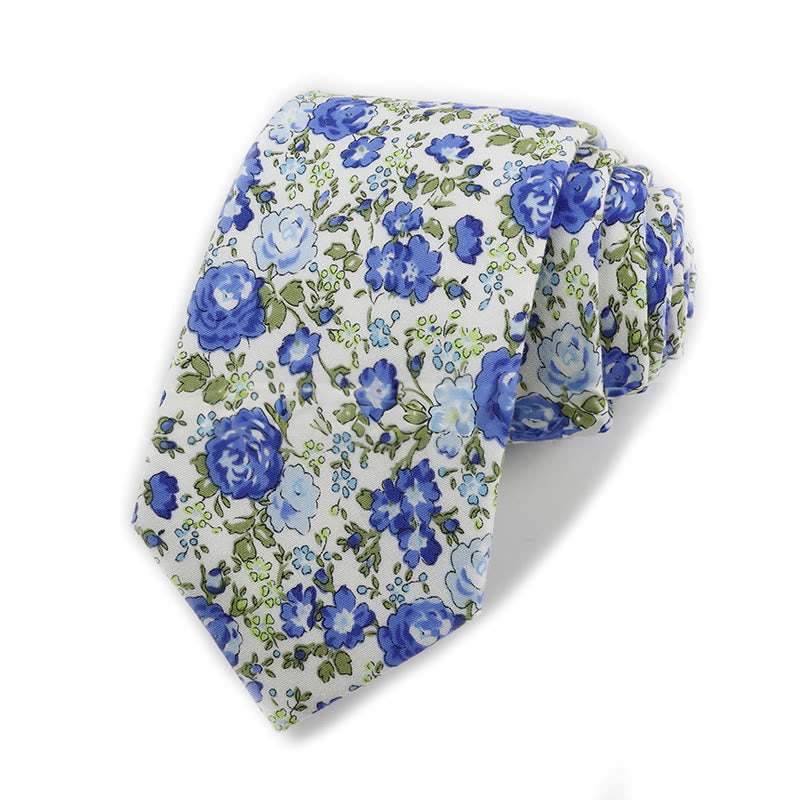 Cravate élégante vintage en coton imprimé floral pour homme - Style n° 15 - image 15