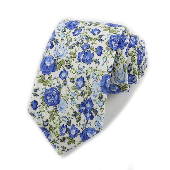 Cravate élégante vintage en coton imprimé floral pour homme - Style n° 15 - image 15