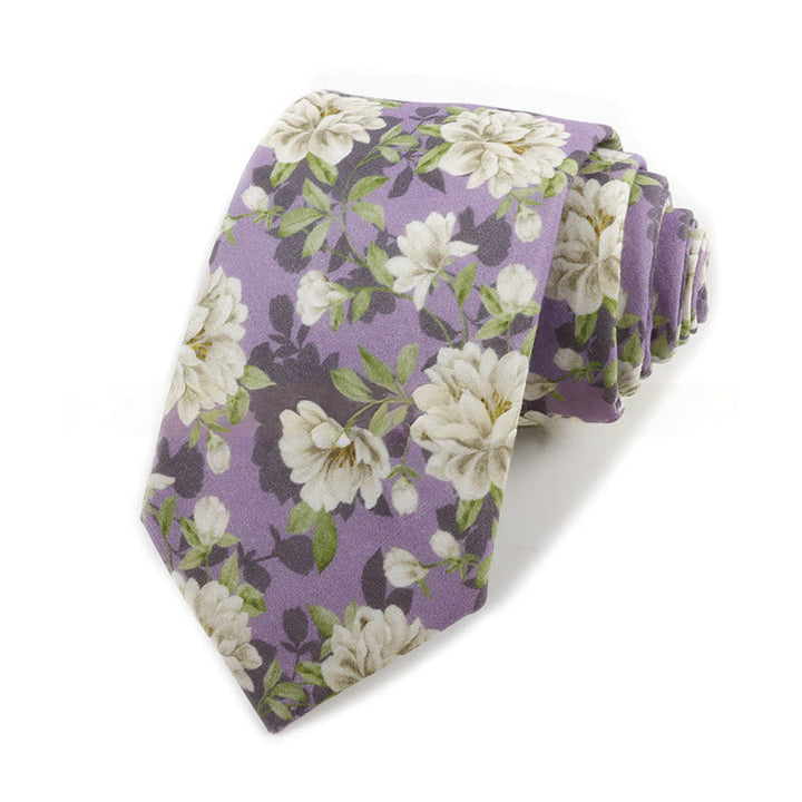 Cravate élégante vintage en coton imprimé floral pour homme - Style n° 6 - image 6