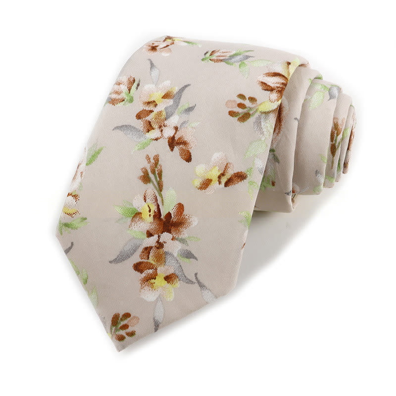 Cravate élégante vintage en coton imprimé floral pour homme - Style n° 14 - image 14