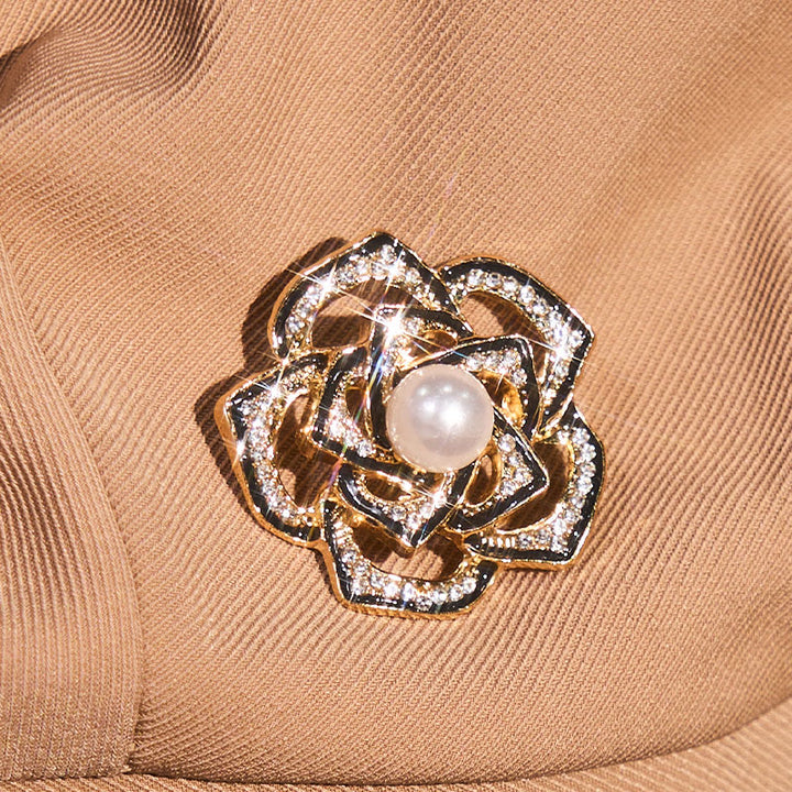 Béret d'été rétro pour femme, noir, rose et perle - image 1