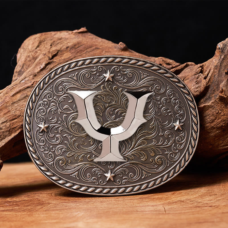 Ceinture en cuir pour homme, intemporelle, personnalisable avec une initiale et boucle argentée - Y - Sans ceinture - image 26