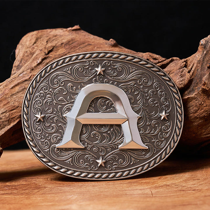 Ceinture en cuir pour homme, intemporelle, personnalisable avec une initiale et boucle argentée - A - Sans ceinture - image 3