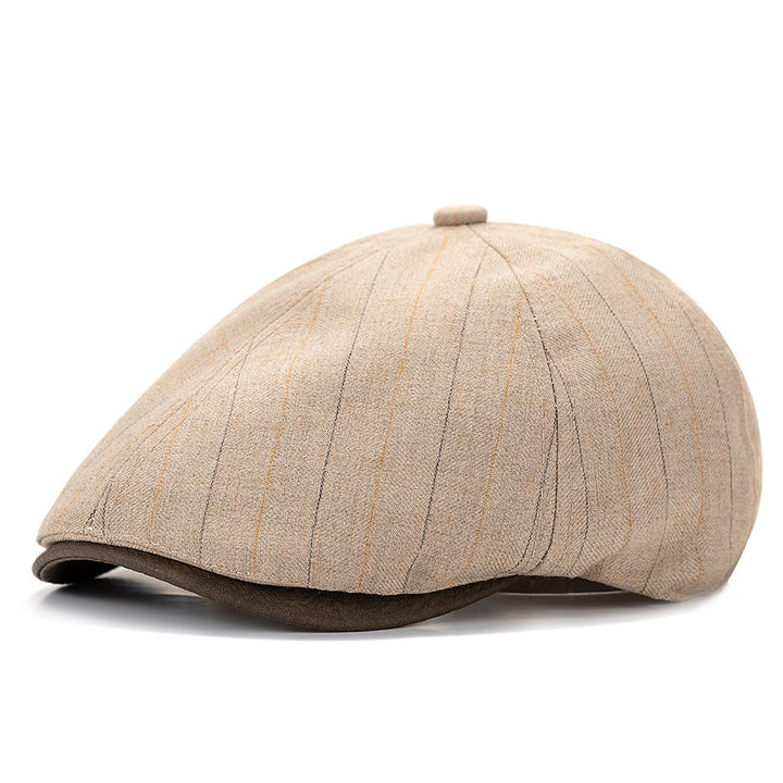 Béret d'été rétro à rayures et texture contrastée - Beige - Réglable (22 1/2"-24") - image 2