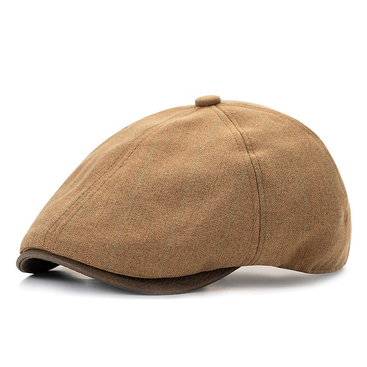 Béret d'été rétro à rayures et texture contrastée - Kaki - Réglable (22 1/2"-24") - image 1