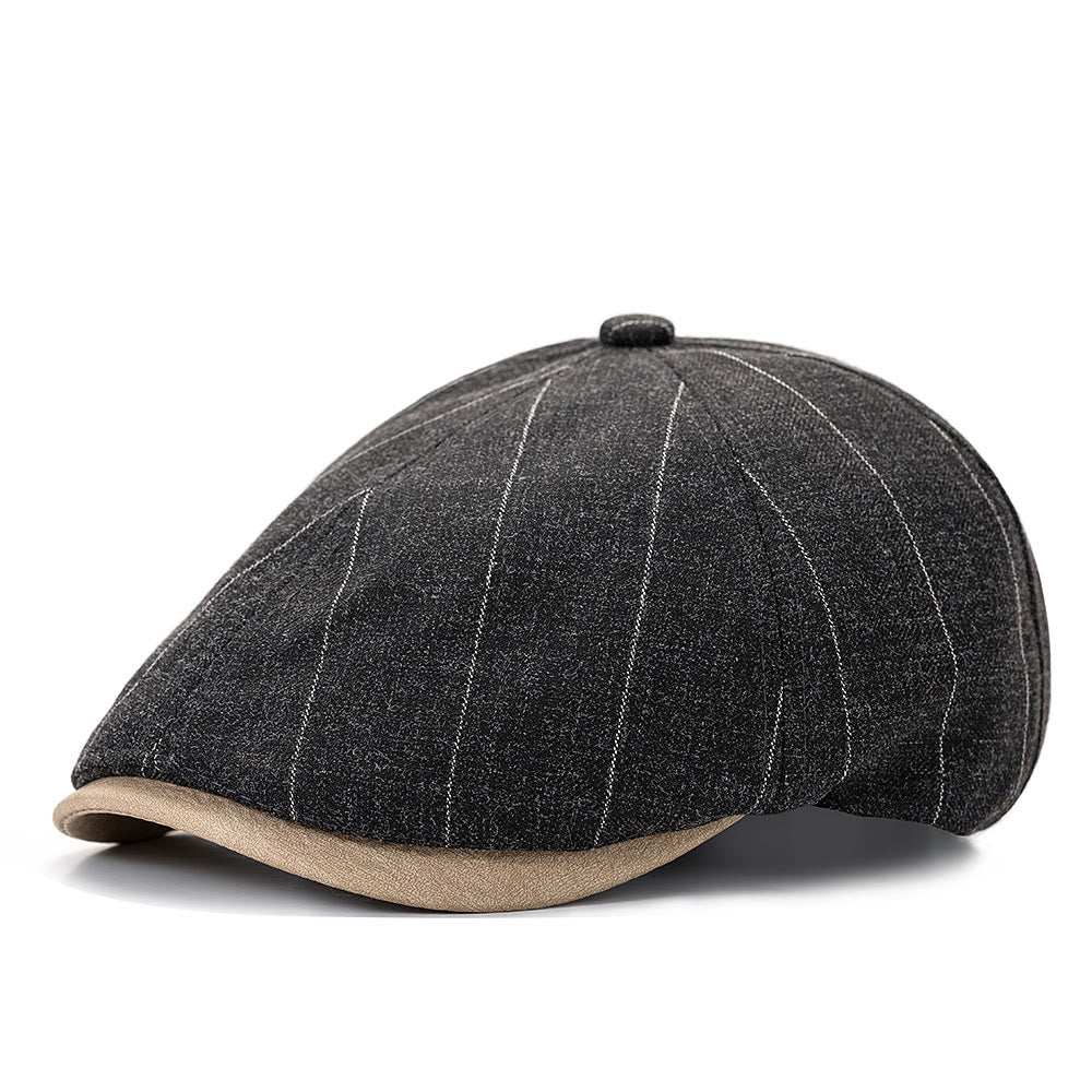 Béret d'été rétro à rayures et texture contrastée - Gris foncé - Réglable (22 1/2"-24") - image 3