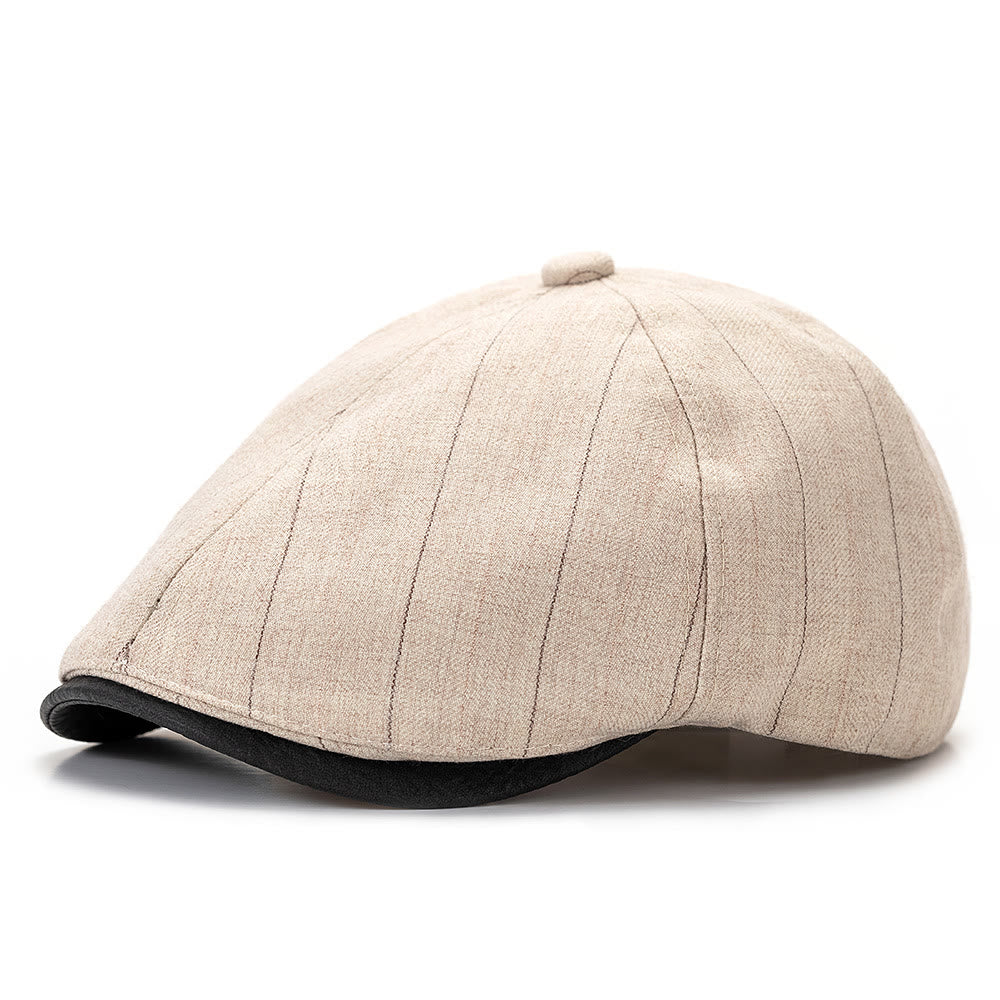Béret d'été rétro à rayures et texture contrastée - Blanc cassé - Réglable (22 1/2"-24") - image 0