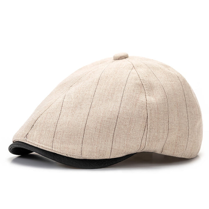 Béret d'été rétro à rayures et texture contrastée - Blanc cassé - Réglable (22 1/2"-24") - image 0