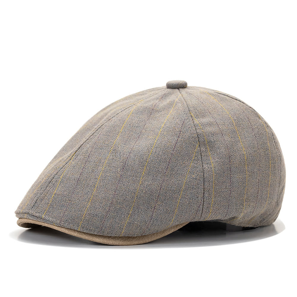 Béret d'été rétro à rayures et texture contrastée - Gris clair - Réglable (22 1/2"-24") - image 4