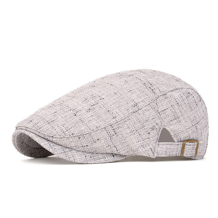 Béret d'été rétro à texture tissée ajustable - Gris - Réglable (22"-24") - image 0