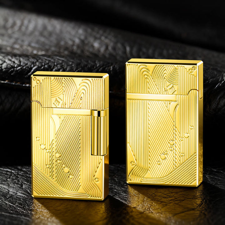Briquet à butane en alliage sculpté de luxe - Doré - image 6