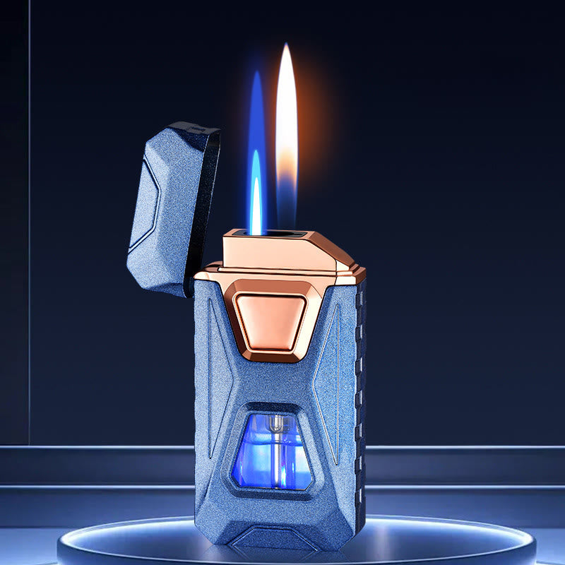 Quatre modes d'allumage, double flamme intelligente, chargement et briquet gonflable - Bleu - image 8