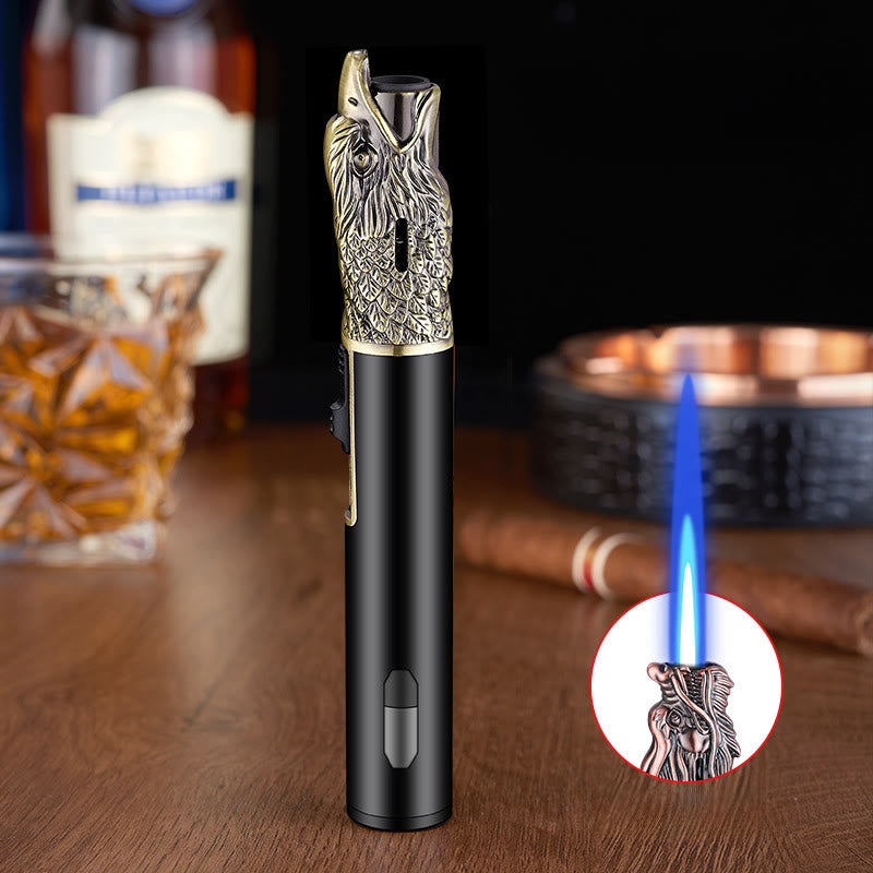 Briquet à butane à flamme droite avec motif tête d'aigle - Bronze - image 4
