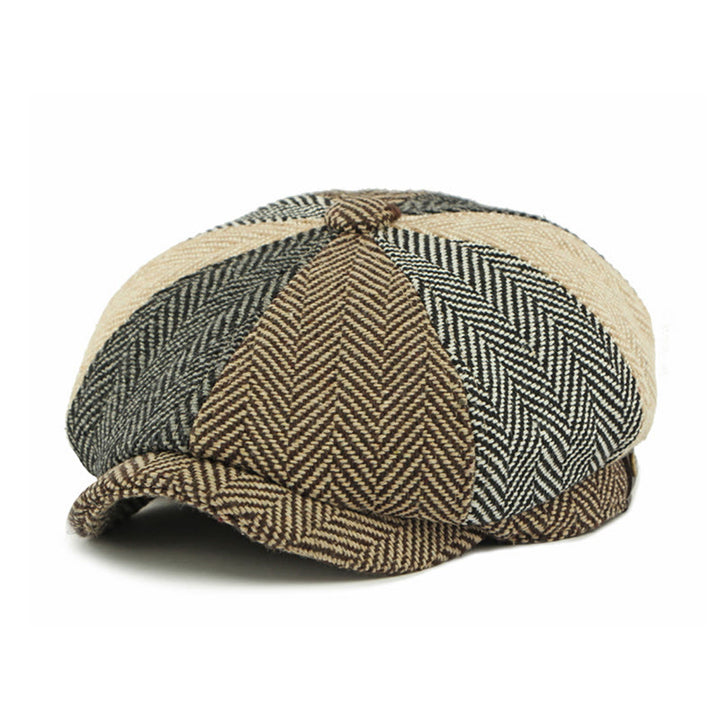 Béret rétro britannique pour homme, color block - image 2