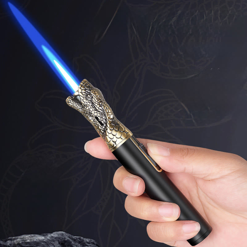 Briquet à butane à flamme droite avec motif tête de dragon - image 1