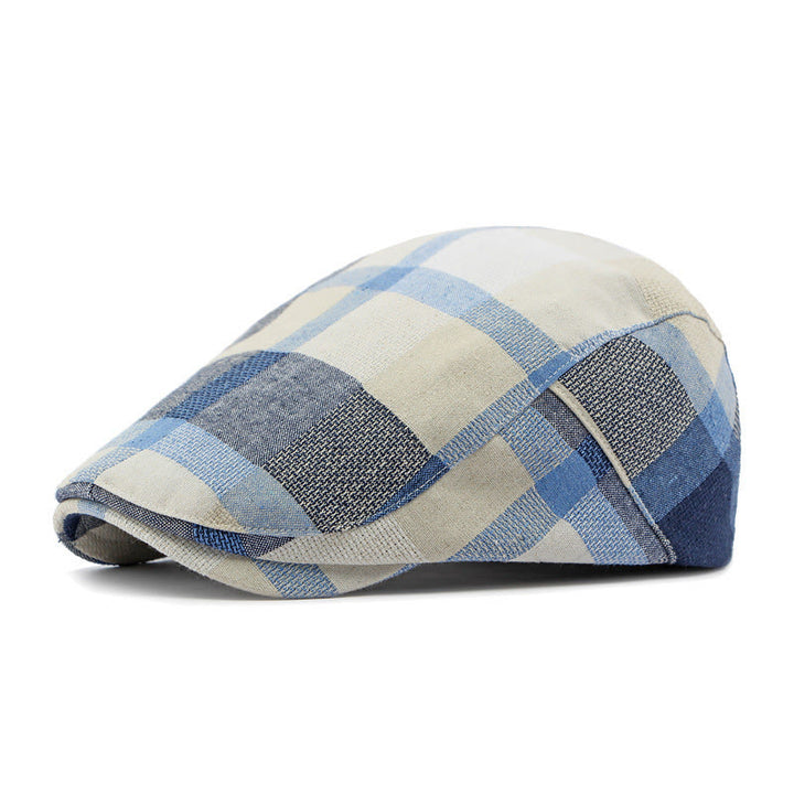 Béret d'été respirant en lin à carreaux - Bleu - Réglable (21 5/8"-23 1/4") - image 7