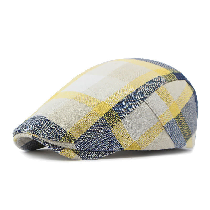 Béret d'été respirant en lin à carreaux - Jaune - Réglable (21 5/8"-23 1/4") - image 8