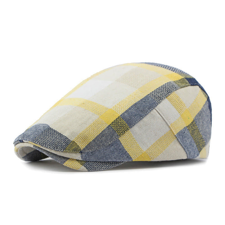 Béret d'été respirant en lin à carreaux - Jaune - Réglable (21 5/8"-23 1/4") - image 8