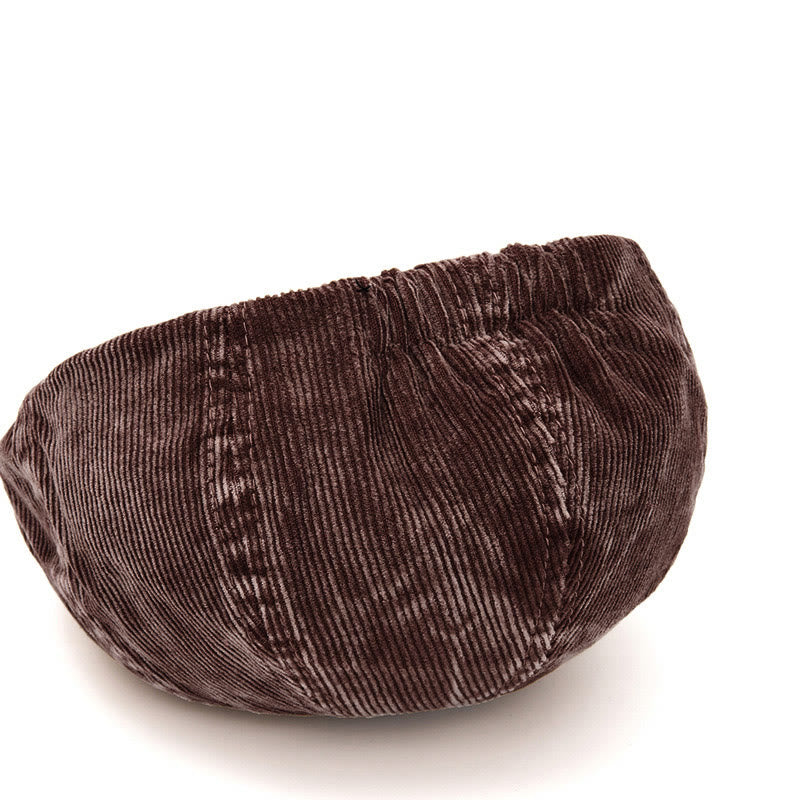 Béret gavroche en velours côtelé uni d'inspiration rétro - image 2