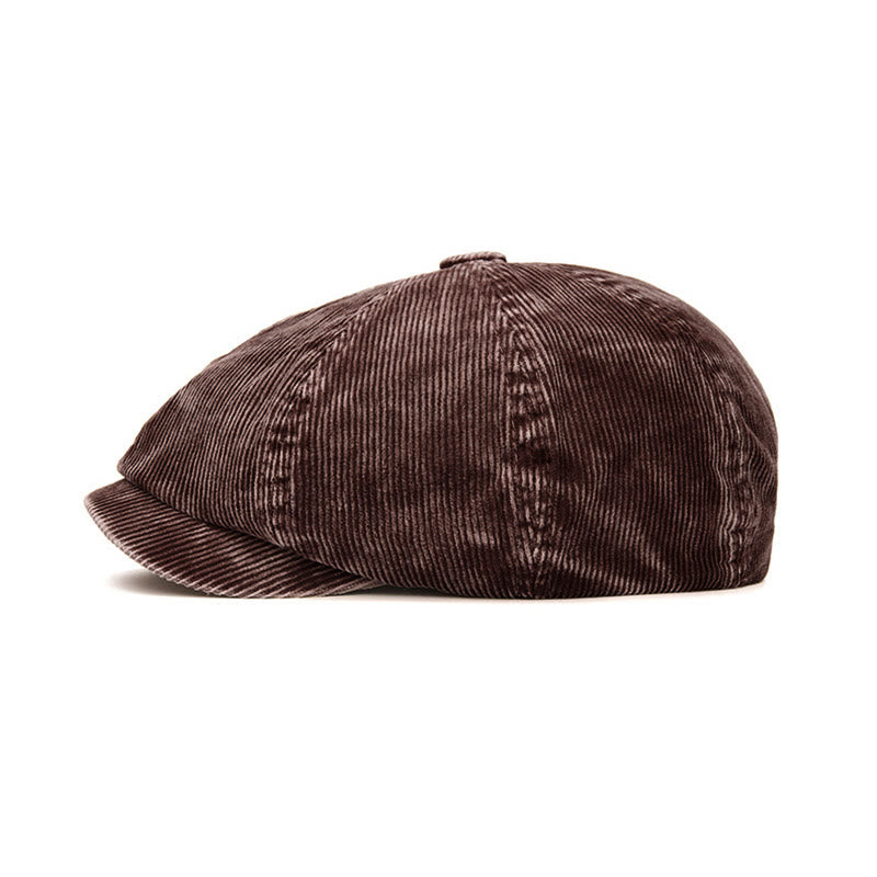 Béret gavroche en velours côtelé uni d'inspiration rétro - image 4