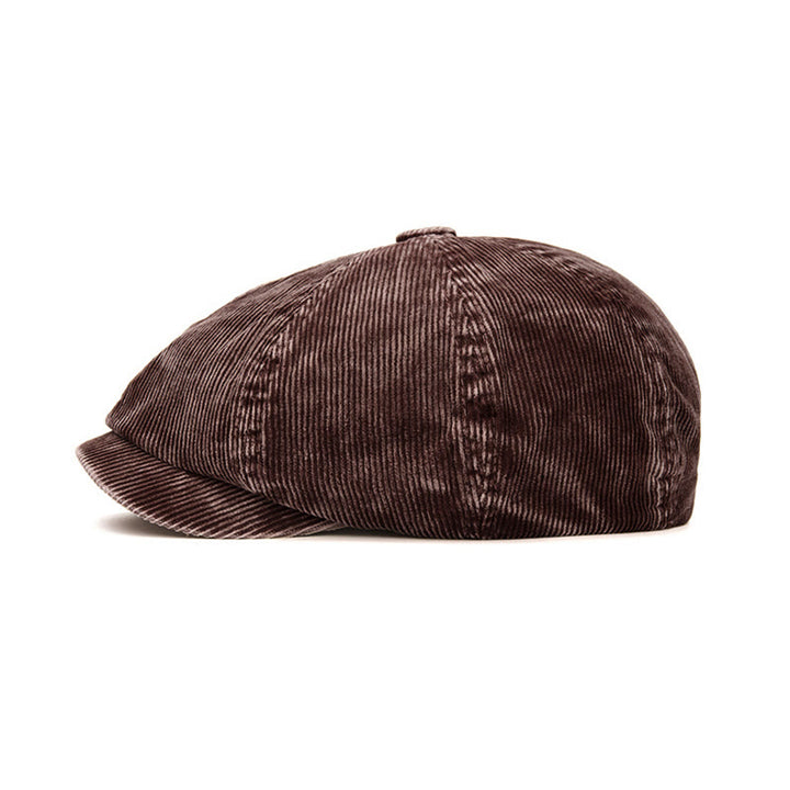 Béret gavroche en velours côtelé uni d'inspiration rétro - image 4