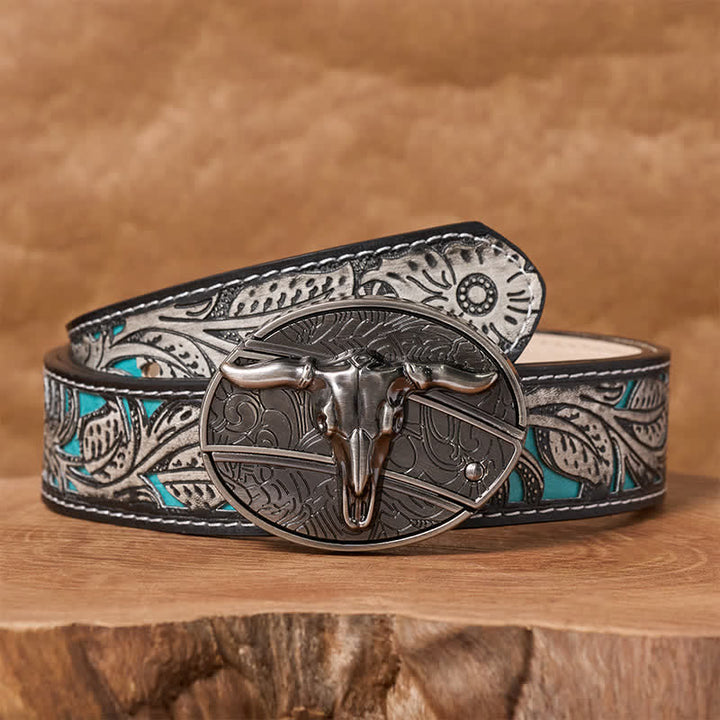 Ceinture en cuir pour homme avec boucle de couteau pliant dissimulé, style rodéo, à monter soi-même. - Longhorn - Ceinture à fleurs grises - 42 - image 8