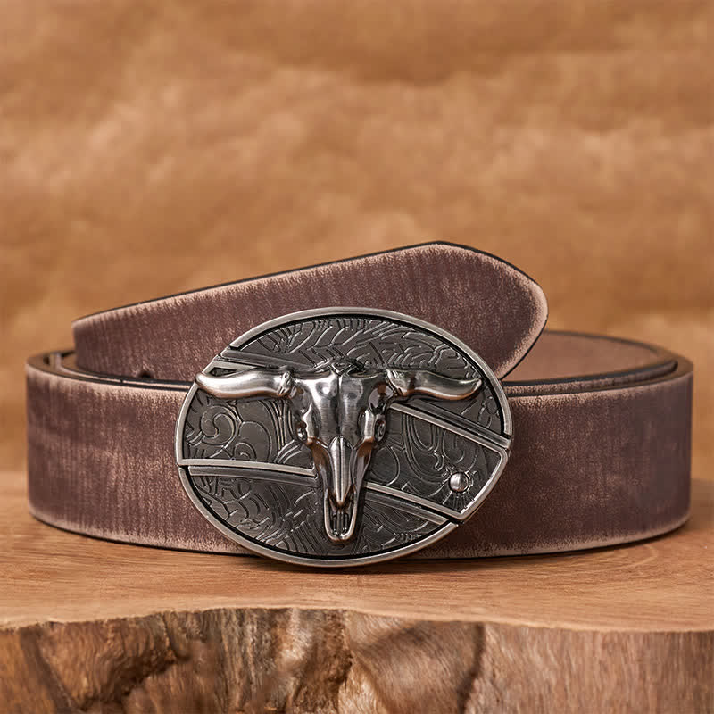 Ceinture en cuir pour homme avec boucle de couteau pliant dissimulé, style rodéo, à monter soi-même. - Longhorn - Ceinture marron vieillie - 42 - image 5