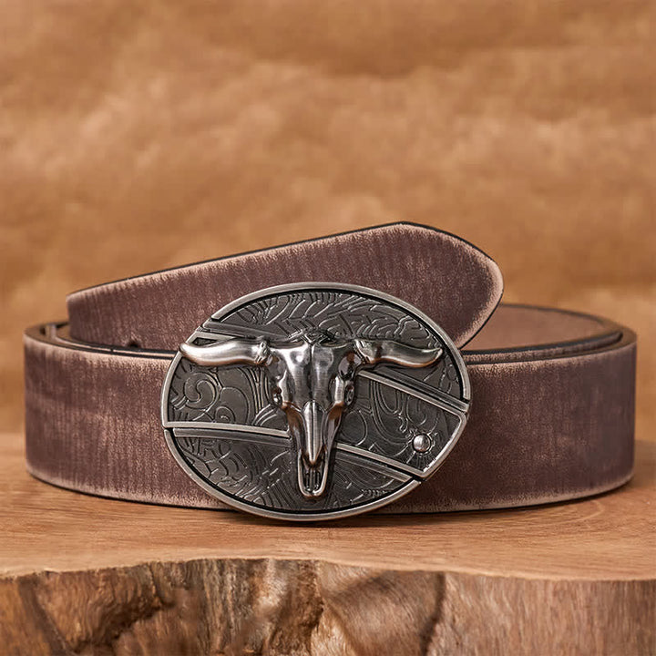 Ceinture en cuir pour homme avec boucle de couteau pliant dissimulé, style rodéo, à monter soi-même. - Longhorn - Ceinture marron vieillie - 42 - image 5