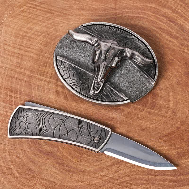 Ceinture en cuir pour homme avec boucle de couteau pliant dissimulé, style rodéo, à monter soi-même. - image 1