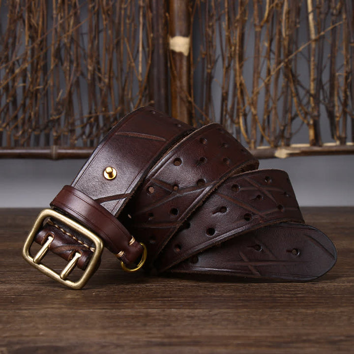 Ceinture de travail robuste en cuir à double boucle, style robuste - image 3