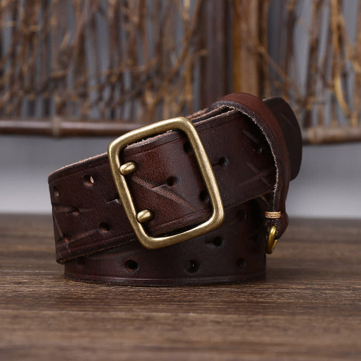 Ceinture de travail robuste en cuir à double boucle, style robuste - image 4