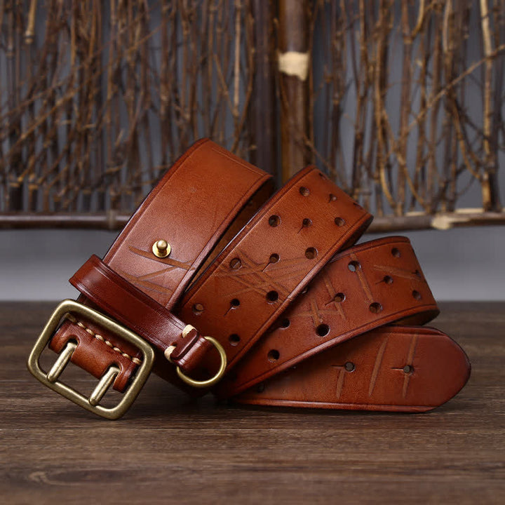 Ceinture de travail robuste en cuir à double boucle, style robuste - image 10
