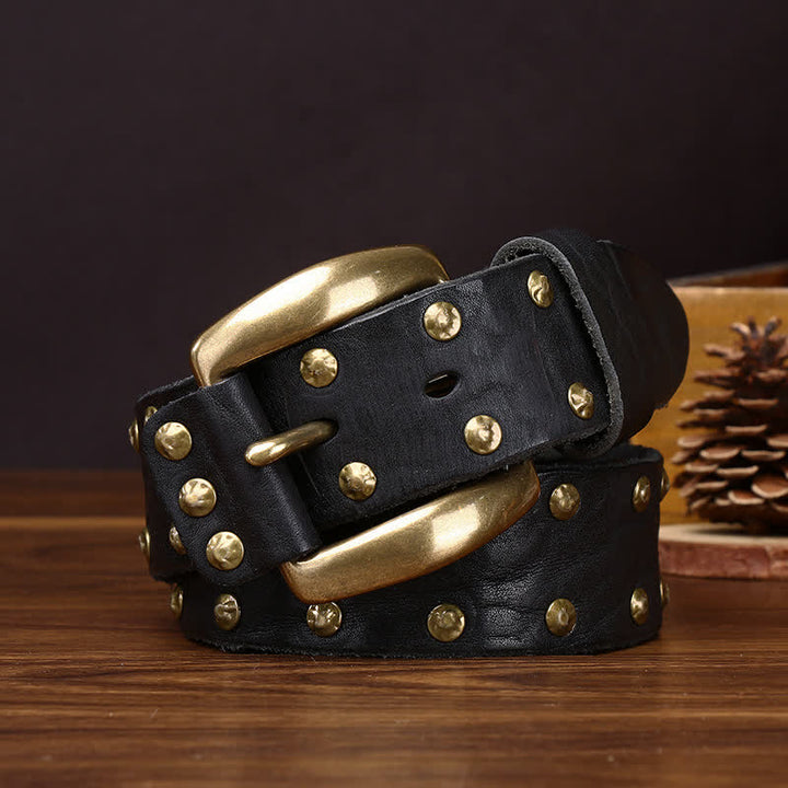Ceinture en cuir vieilli cloutée à rivets en laiton style Far West - image 7