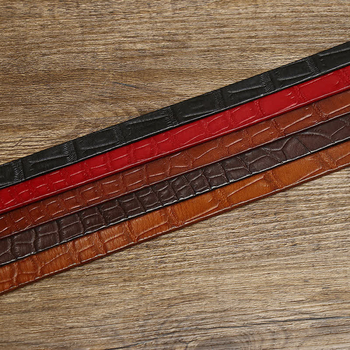 Ceinture à nœud en cuir embossé crocodile, nouée à la main, pour femme - image 1