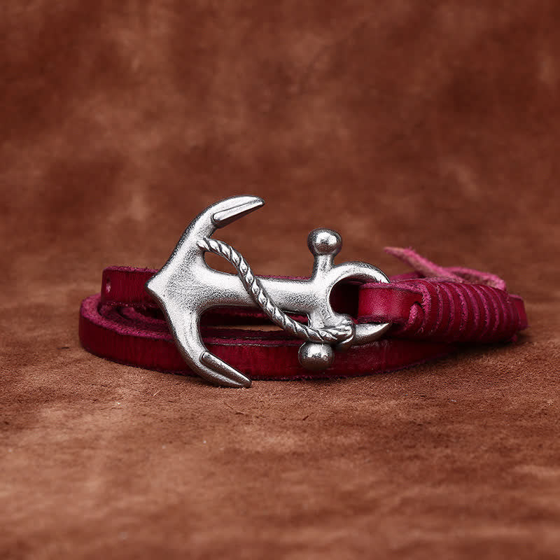 Ceinture étroite en cuir pour femme avec boucle vintage à motif d'ancre nautique - image 12