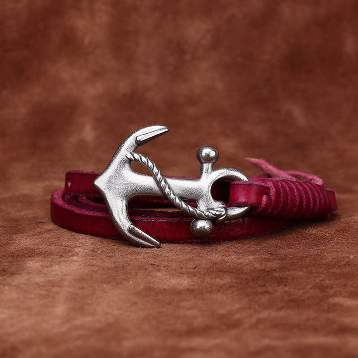 Ceinture étroite en cuir pour femme avec boucle vintage à motif d'ancre nautique - image 12