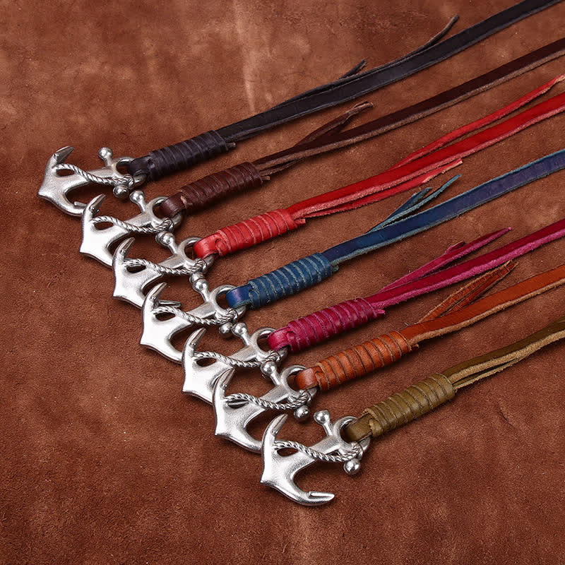Ceinture étroite en cuir pour femme avec boucle vintage à motif d'ancre nautique - image 1