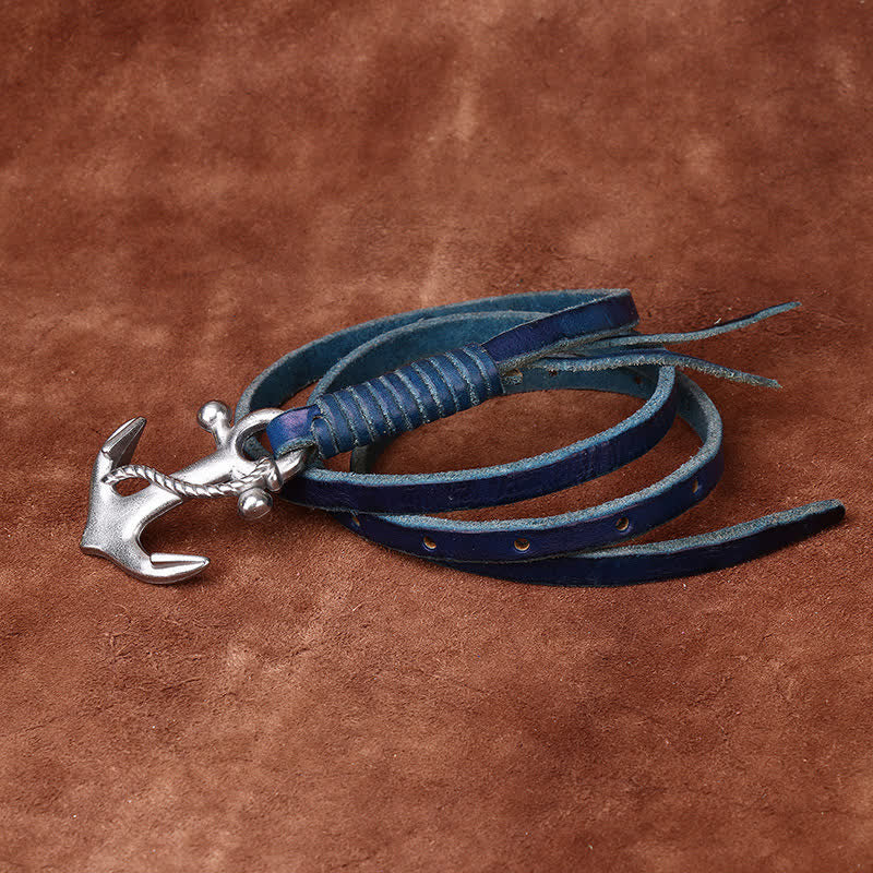 Ceinture étroite en cuir pour femme avec boucle vintage à motif d'ancre nautique - Bleu - 40 - image 17